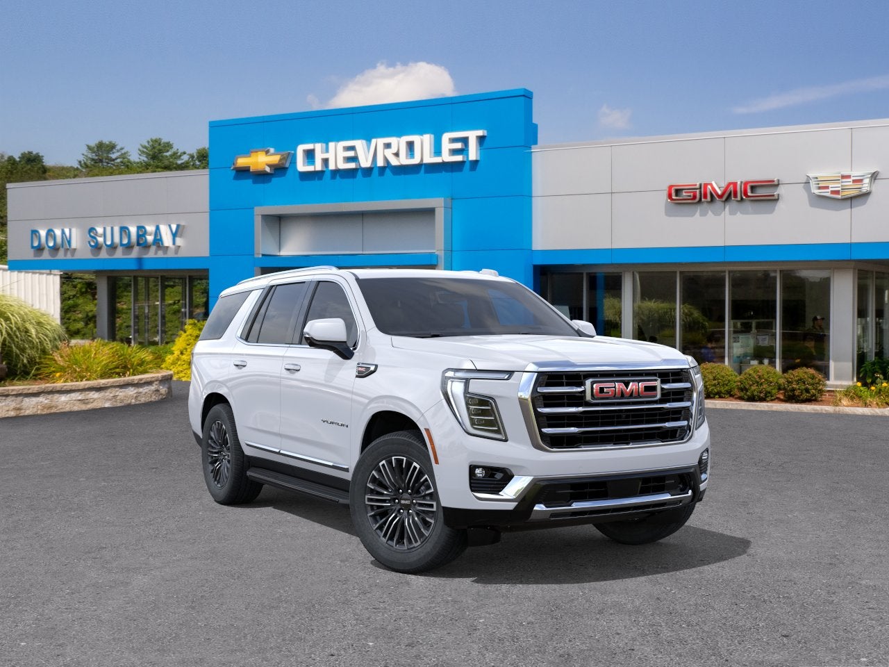 2026 GMC Yukon Elevation in Summit White — front three-quarter view