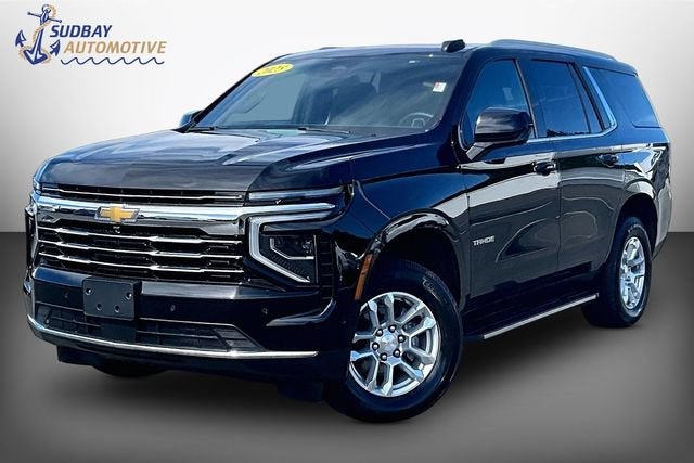 2025 Chevrolet Tahoe LT in Black — front three-quarter view