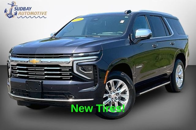 2025 Chevrolet Tahoe Premier in Dark Ash Metallic — front three-quarter view