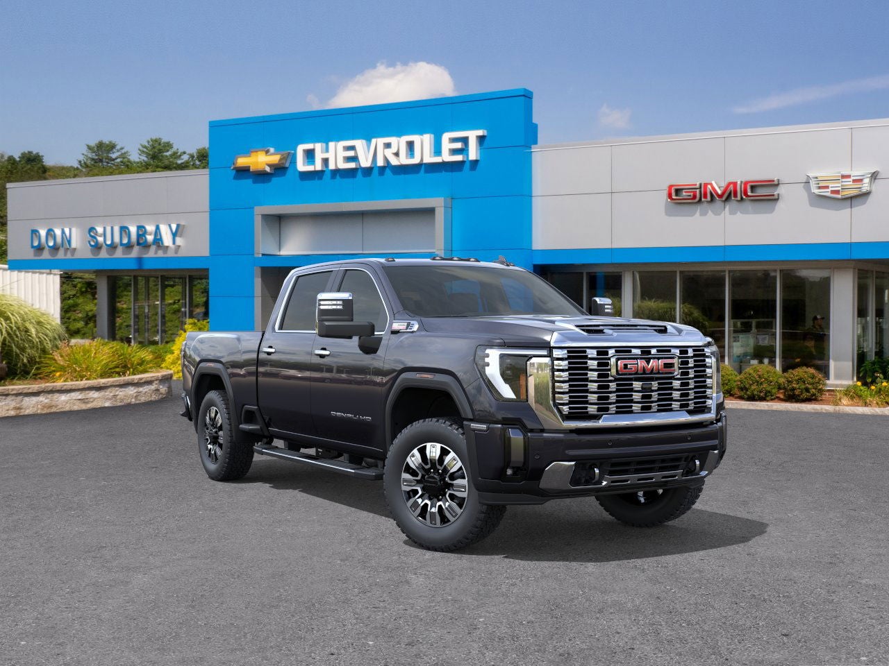 2026 GMC Sierra 2500 HD Denali in Titanium Rush Metallic — front three-quarter view