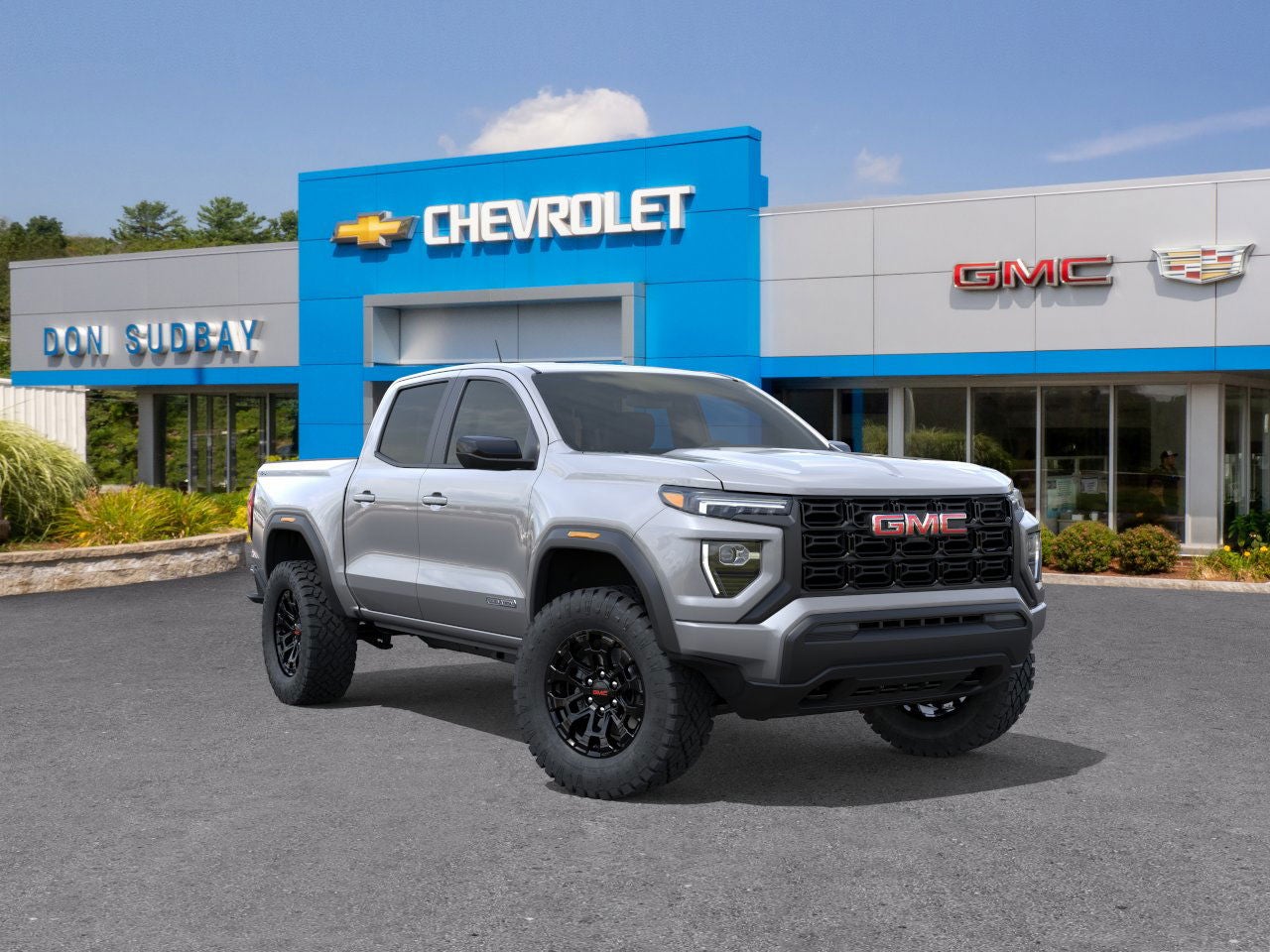 2026 GMC Canyon Elevation in Sterling Metallic — front three-quarter view