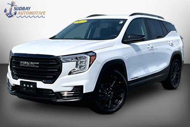 2023 GMC Terrain SLE in Summit White — front three-quarter view