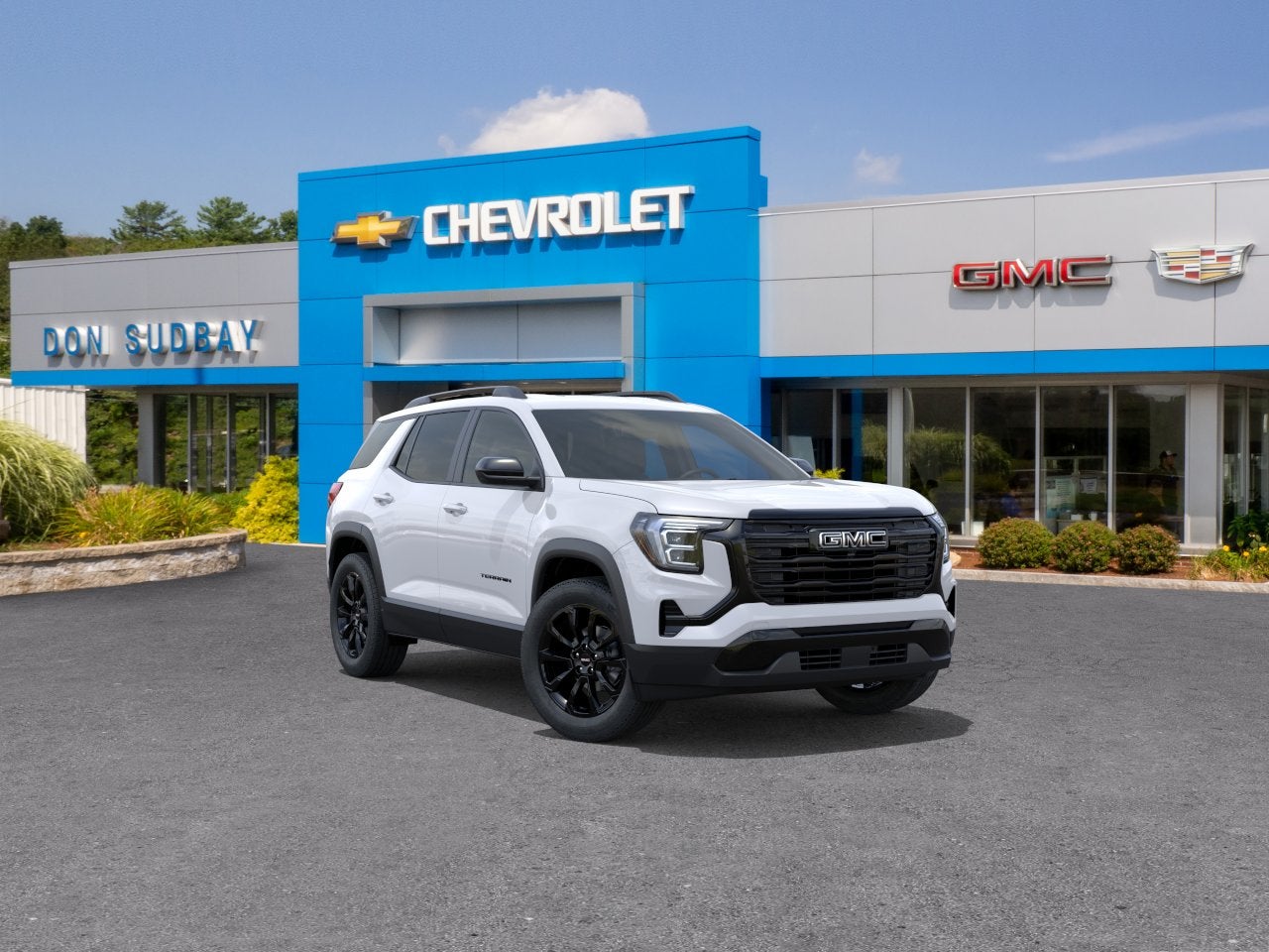 2026 GMC Terrain Elevation in Summit White — front three-quarter view