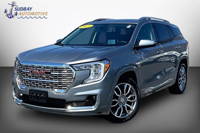 2023 GMC Terrain Denali in Sterling Metallic — front three-quarter view