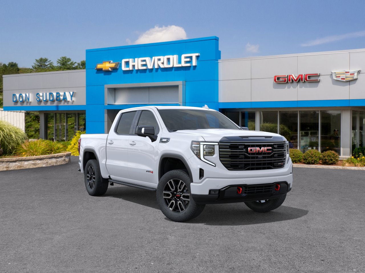 2026 GMC Sierra 1500 AT4 in Summit White — front three-quarter view
